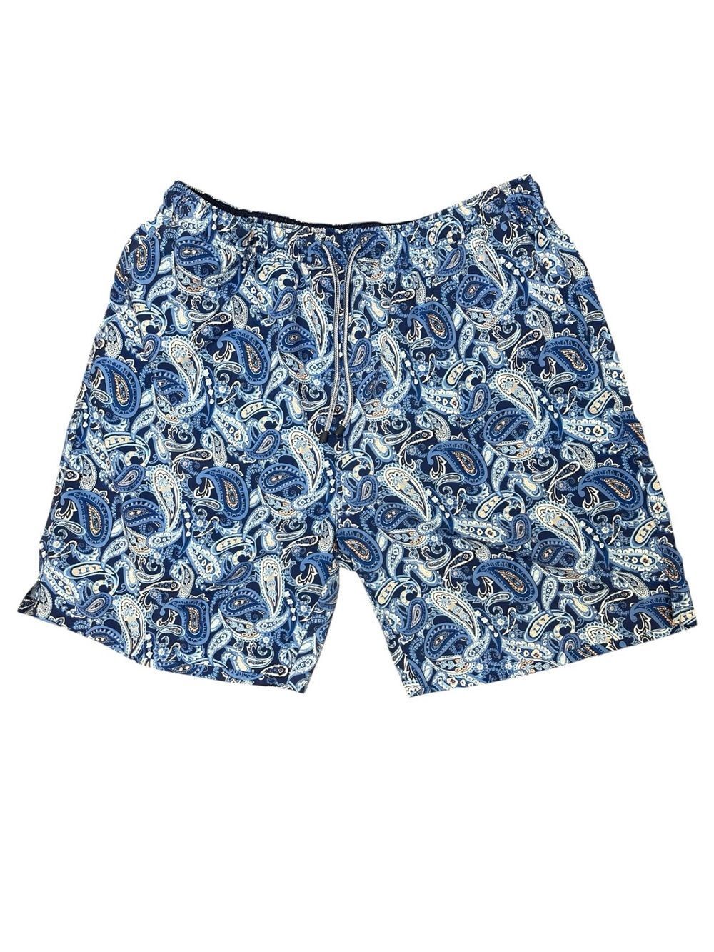Men's Blue Paisley Swim Shorts